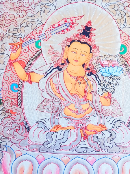 Buddha Mandala in Silberfarben